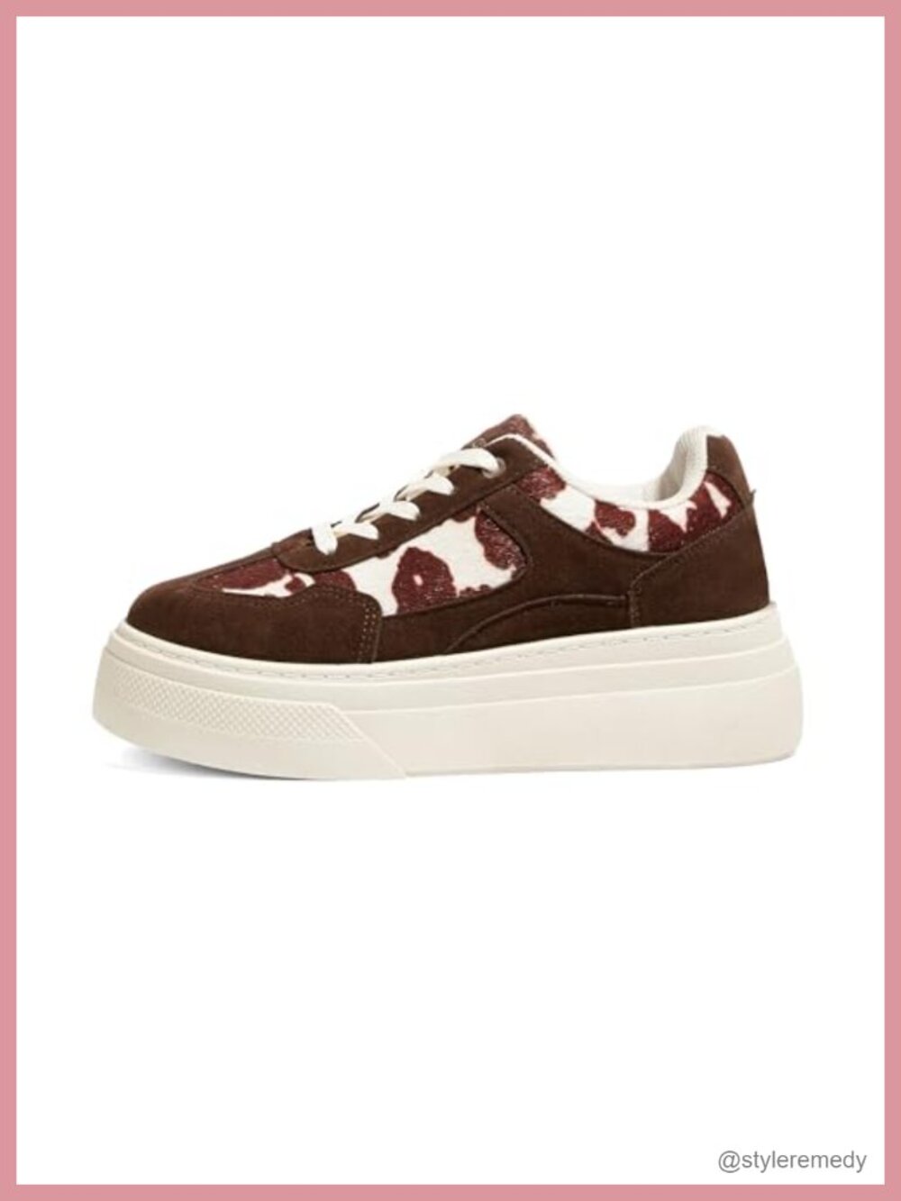 Women's Chunky Platform Sneakers PU Leather Lace-Up Athletic Shoes Streetwear